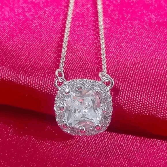 2/$40 Stunning Square CZ Necklace - Ladies Elegant Square Necklace - Picture 2 of 8